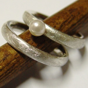 Wedding rings partner rings-925 silver with pearl
