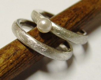 Wedding rings partner rings-925 silver with pearl