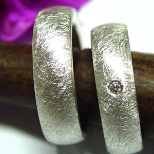 Eheringe / Partnerringe in Silber mit Brillant Bild 1