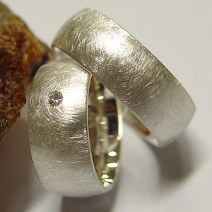 Wedding rings / partner rings in silver with brilliant