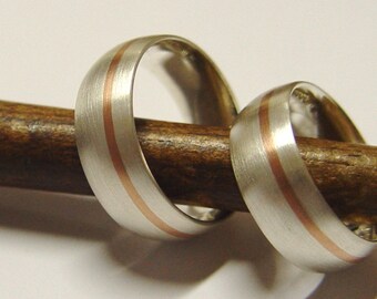 Wedding rings in silver and gold