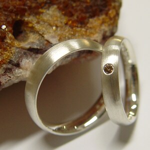 Wedding rings in silver with brilliant image 3