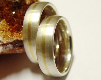 Wedding rings in silver and gold