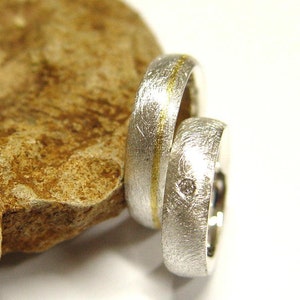 Eheringe in Silber und Gold mit Brillant Bild 1