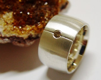 Ring in Silber mit einem Brillant  Unisex