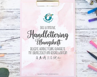 Handlettering exercise book with 7 fonts