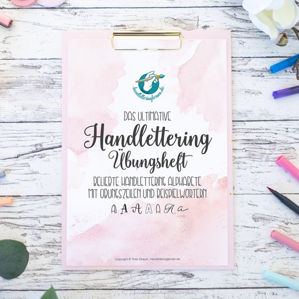 Handlettering Übungsheft mit 7 Schriften