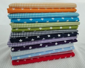 Fabric package cotton stars check 0.2 cm various colours