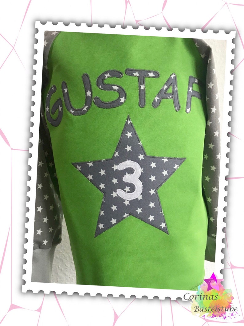 Shirt Geburtstag Stern grau grün personalisiert Bild 3