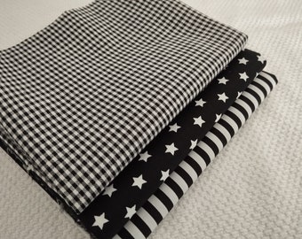 Fabric package cotton stars block stripes check 0.2 cm various colours