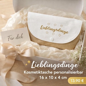 Kosmetiktasche Schminktasche beige weiß gold Clean Girl