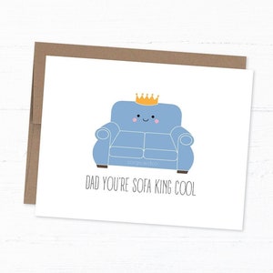 Carte de fête des pères, carte drôle pour papa, carte de blague pour papa, fête des pères drôle, carte d'anniversaire pour papa, joyeux anniversaire papa - papa, tu es le roi du canapé cool