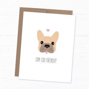 Franse Bulldog-kaart, grappige Frenchie-kaart, kaart met schattige liefde, grappige verjaardag, vriendschapskaart, verjaardagscadeau - Can Oui French