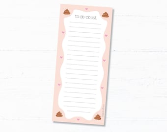 Cute Poo Notepad, Poop Emoji, Funny Illustrated Paper - Do-Do List Notepad
