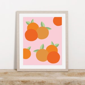Orange Citrus Art Print: Modern Kitchen Wall Decor (8x10)