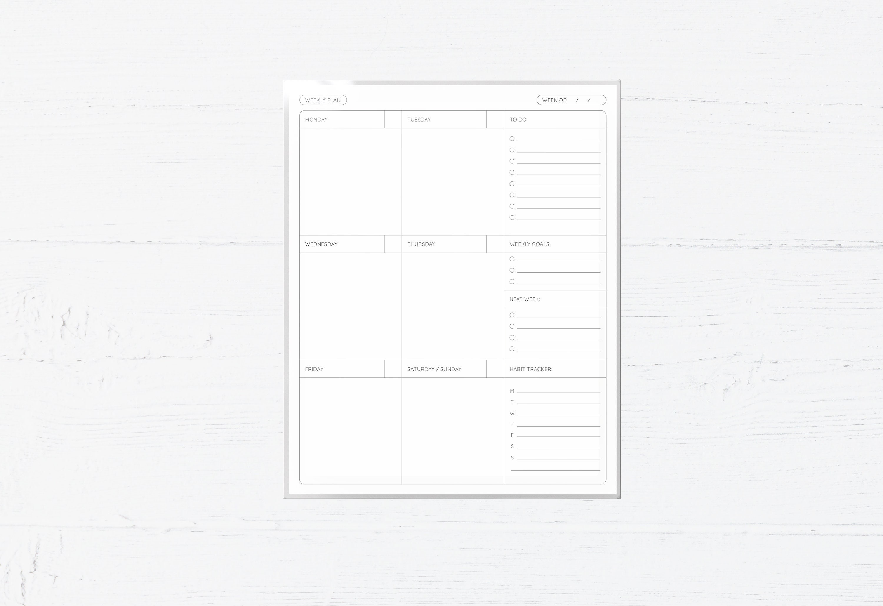 Laminated Weekly Planner: Reusable Minimalist Organizer (8x10) - Etsy