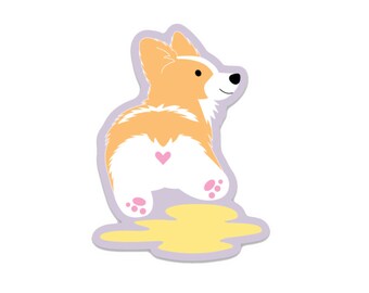 Corgi Butt Pee Sticker: Die-Cut Vinyl Macbook Decal