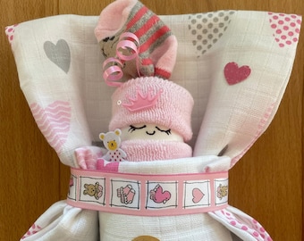 Windelbaby mit Name, kleines Babygeschenk für Mädchen, Geldgeschenk zur Geburt