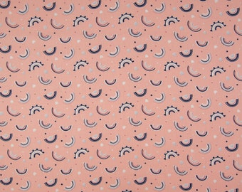 Cotton fabric Dusty pink rainbow colorful