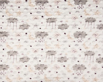 Minky Fleece Dots Fabric cloudy sand/grey