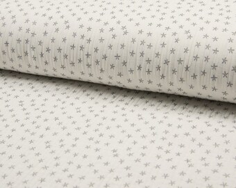 Mousseline triple children's print white stars gray