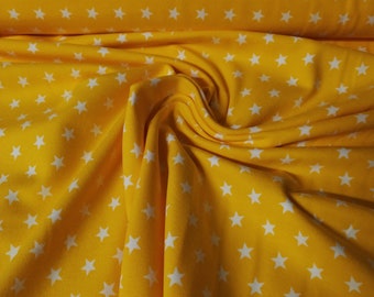 Cotton jersey fabric stars yellow/white Oeko-Tex certified