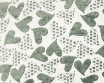 Fleece jacquard ecru cream heart gray