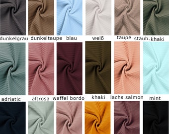 Waffle fabric, plain, sold by the meter, Öko-Tex© certified, 250g/m², cotton fabric
