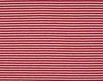Jersey fabric stripe 0.3 cm red/white