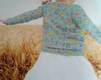 Jersey Stoff Fruchte/Blumen Staubig mint