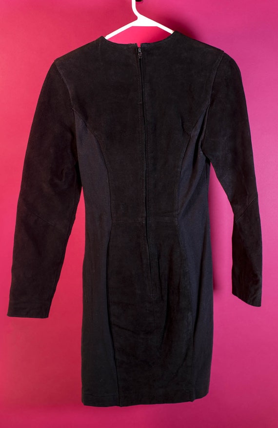 Vintage Pink and Black Suede 1980's Club Dress - image 2