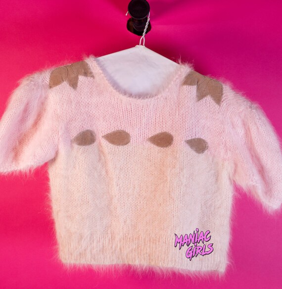 Vintage Neapolitan Angora 1980's Crop Top Sweater - image 1