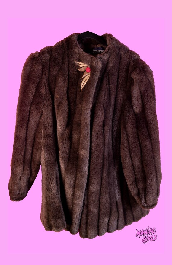 Vintage Brown Faux Fur Luxurious Coat - image 2