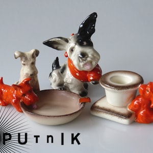 Set of sweet ceramic schnauzers of the 50&#39;s