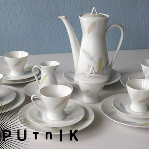 Rosenthal Form 2000 Kaffeeservice der 50er mit Blätter Dekor
