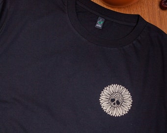 Sun & Death - T-shirt printed on both sides with handmade screen print - 100% organic cotton, fair wear, unisex, S to 3XL