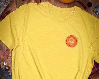 Sun & Death - T-shirt printed on both sides with handmade screen print - 100% organic cotton, fair wear, unisex, S to 3XL