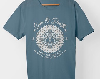 Sun & Death - Handmade Screen Printed T-Shirt - 100% Organic Cotton, Fair Wear, Unisex, S to 3XL