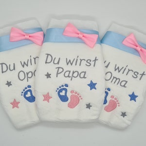 Diaper embroidered | You will be a dad, grandma, grandpa | You will be grandma and grandpa