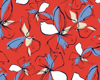 12,00 Euro/meter Jersey flowers, red