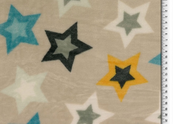 11,98 Euro/m Flanell Fleece Sterne beige/bunt