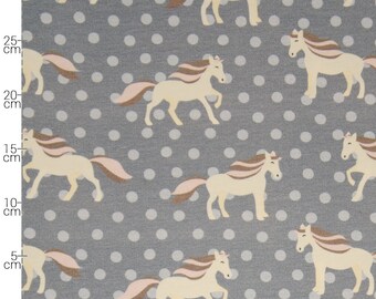 20.90 Euro/meter French Terry Horse big, horses grey, Hilco by JaTiJu