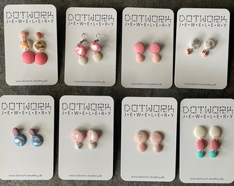 Earrings - Acrylic Dots Studs - Dotwork Earrings
