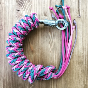 Horse rope JESSY - braided from paracord - in your choice of colors - bolt carabiner, scissor carabiner, panic hook (gold, silver, rosé)
