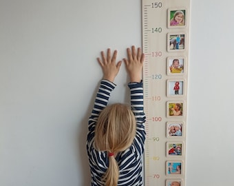 Meßleiste Kind Holz Bilderrahmen, natur personalisiert individuell Kinder Messlatte, Messleiste Memobilder Babybilder Geburtsbild