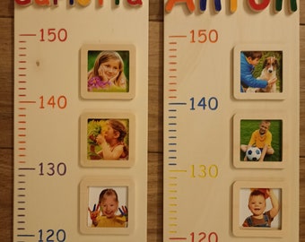 Kindermesslatte personalisiert, kindermesslatte Holz, Kindermesslatte personalisiert 3D Buchstaben, Kindermesslatte bilderrahmen