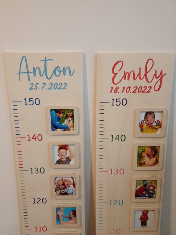 Messlatte aus Holz Kindermesslatte Kinder Messlatte Mädchen Junge Baby Personalisiert Bilderrahmen Holz Gravur Individuell Geburtstag