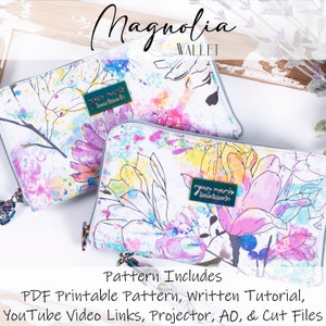 Magnolia Lay flat zip around Wallet PDF Pattern, Written & VIDEO TUTORIAL