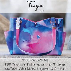 Tioga Tote y bolso de mano Patrón PDF, Escrito y VIDEO TUTORIAL