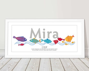 Personalized children's picture gift for birth, baptism